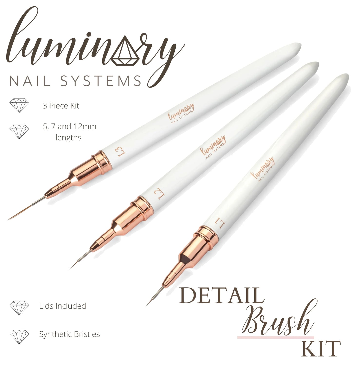 Detail Brush Kit designed for precise and intricate nail art. Ideal for professional nail techs, offering fine control for stunning designs and perfect detailing.